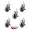 Service Caster 4 Inch Thermoplastic Wheel 7/8 Inch Grip Ring Stem Caster with Brakes, 5PK SCC-GR05S410-TPRS-SLB-71678-5 - alternate 1